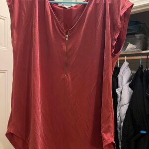 Green Envelope Pink Asymmetrical Cap Sleeve Blouse